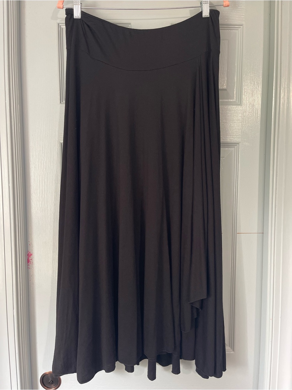 Women’s Black A-Line Maxi Skirt with Flowing Drape